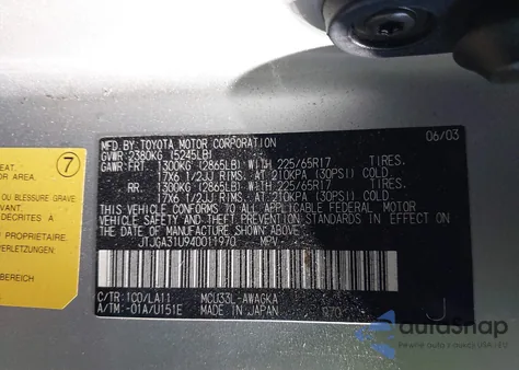 2004 Lexus Rx 330 z USA, uszkodzony, nr VIN JTJGA31U940011970